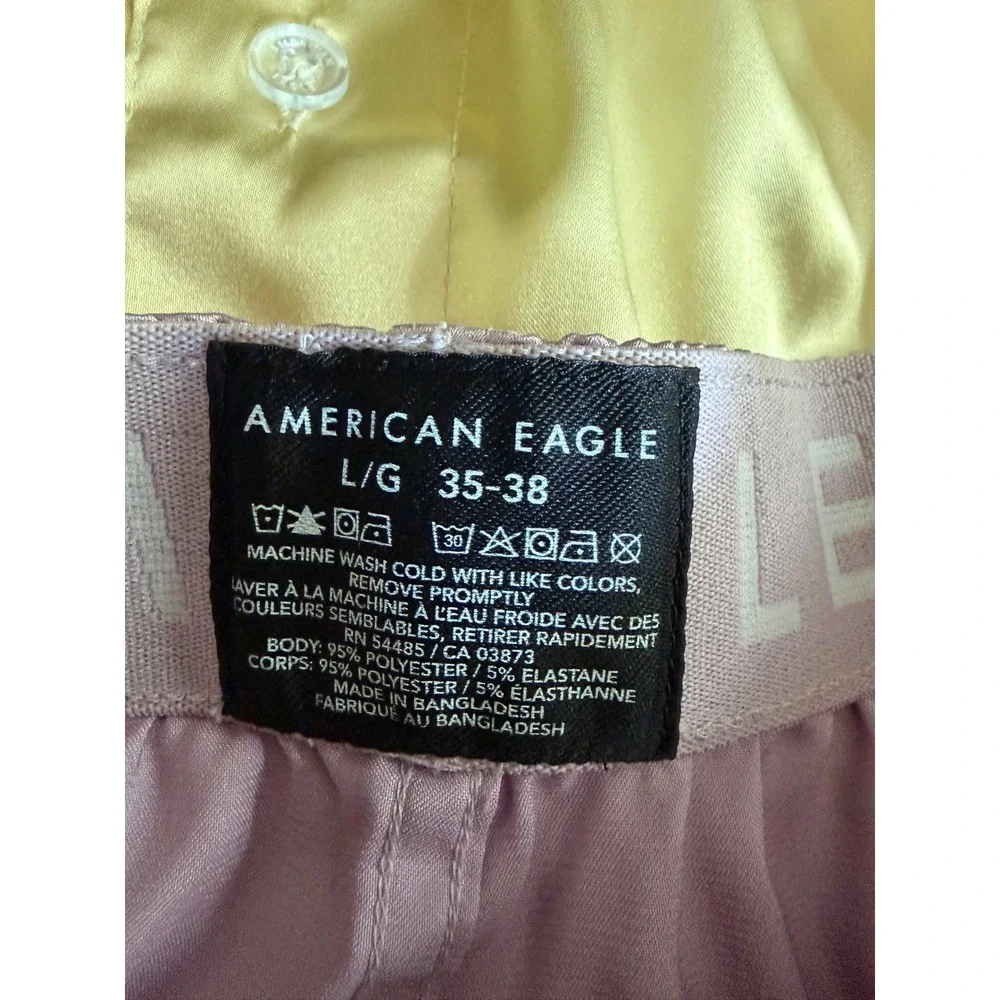 4 Pack American Eagle Satin Boxer Shorts Large Yellow Lavender Coral Tie Dye